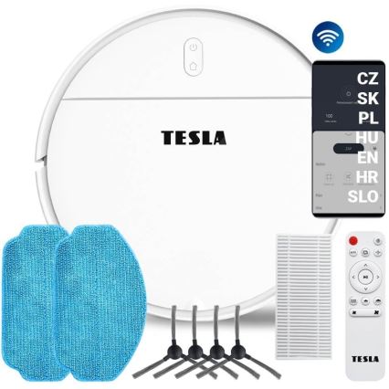 TESLA Electronics RoboStar - Intelligenter Staubsaugerroboter 2-in-1 2500 mAh Wi-Fi Tuya weiß + Fernbedienung