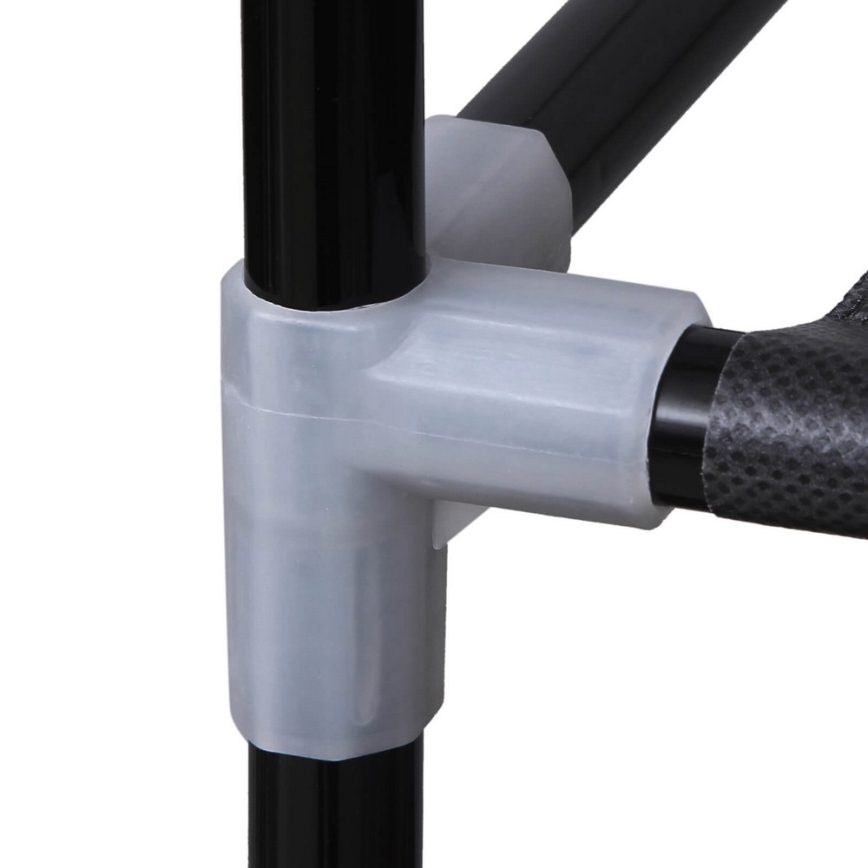 Textil-Garderobenschrank MATIS 150x175 cm, schwarz – mit Regalen und Kleiderstange