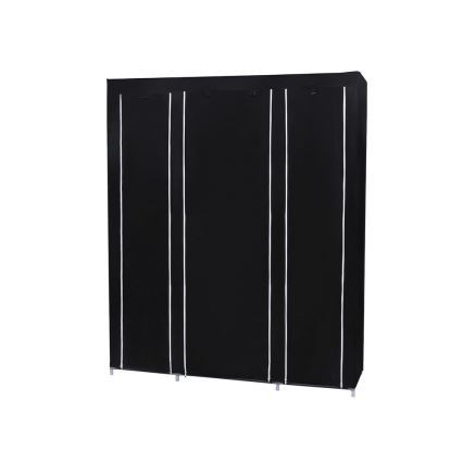 Textilkleiderschrank mit Regalen und Kleiderstange MATIS 150x175x45 cm, schwarz