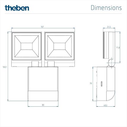 theben - LED-Wandstrahler 2xLED/10W/230V weiß IP55
