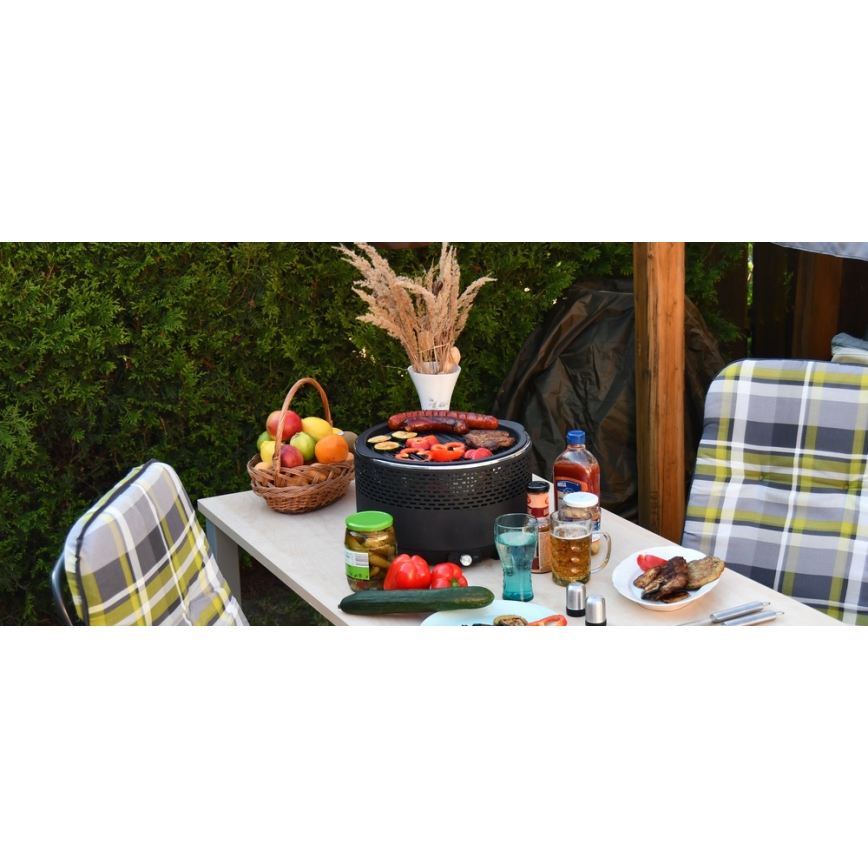 Tisch-Holzkohlegrill 4xAA/USB schwarz