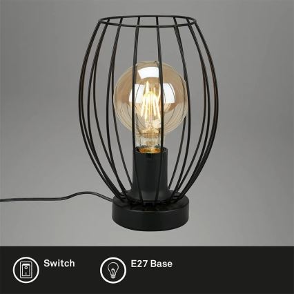 Tischlampe 1× E27, 25 W, 230 V – schwarz