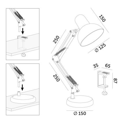Tischlampe AURIQ 1xE27/60W/230V blau