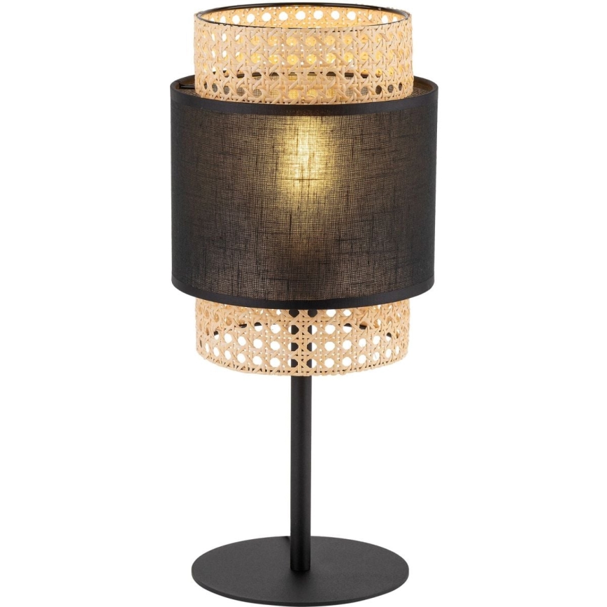 Tischlampe BOHO 1xE27/15W/230V schwarz/Rattan