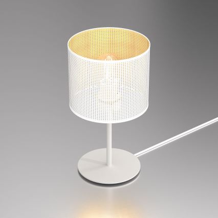 Tischlampe LOFT SHADE 1xE27/60W/230V Durchmesser 18 cm weiß/golden