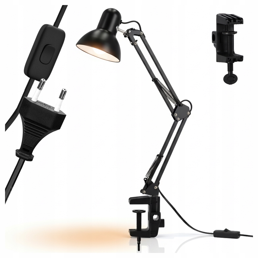 Tischlampe mit Klemme 1xE27/60W/230V schwarz