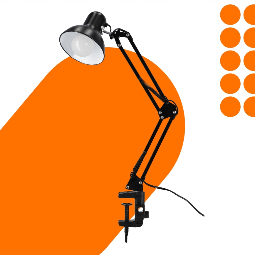 Tischlampe mit Klemme 1xE27/60W/230V schwarz
