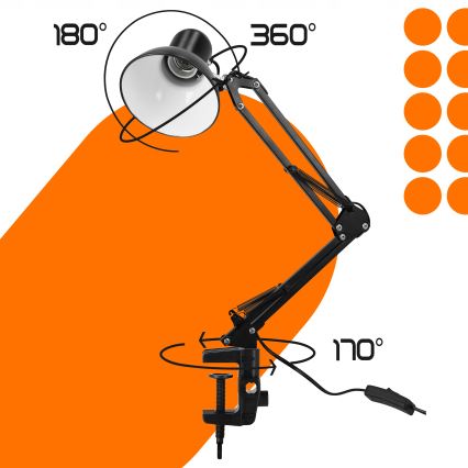 Tischlampe mit Klemme 1xE27/60W/230V schwarz