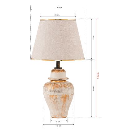Tischlampe RAMZES 1xE27/40W/230V cremefarben/goldfarben