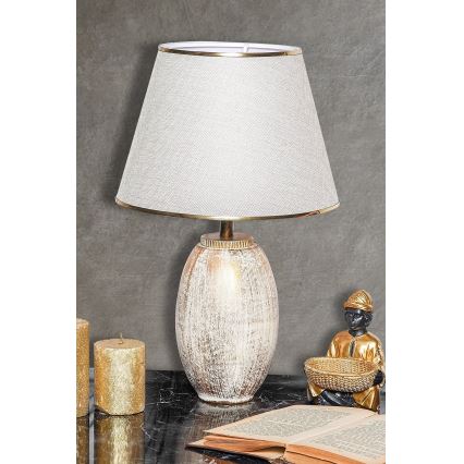 Tischlampe RAMZES 1xE27/40W/230V cremefarben/goldfarben