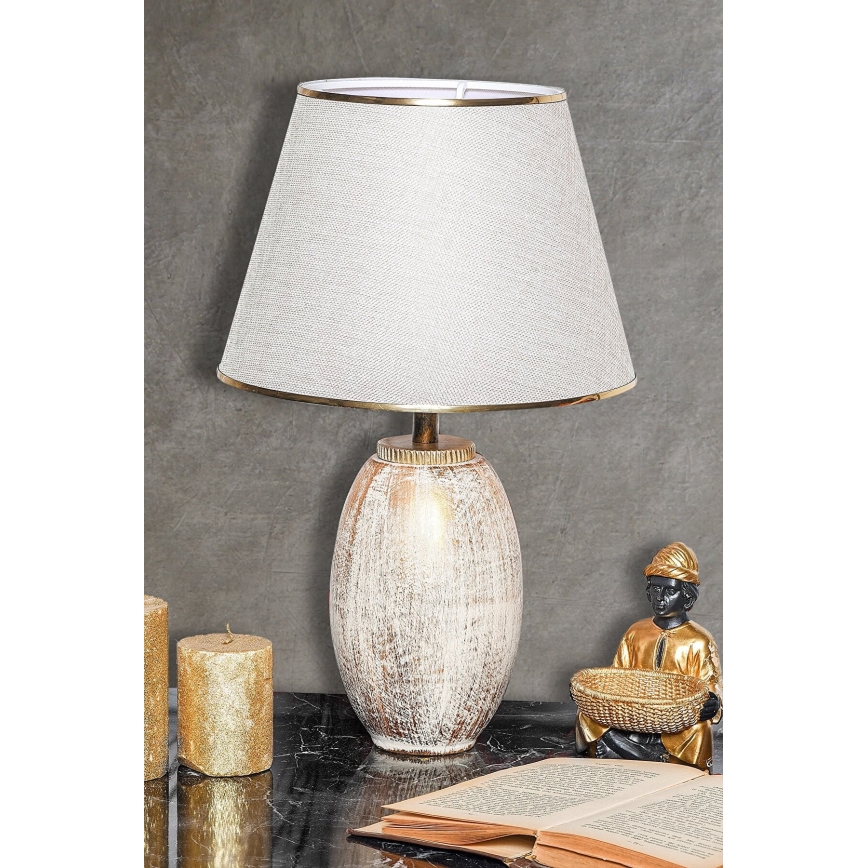 Tischlampe RAMZES 1xE27/40W/230V cremefarben/goldfarben