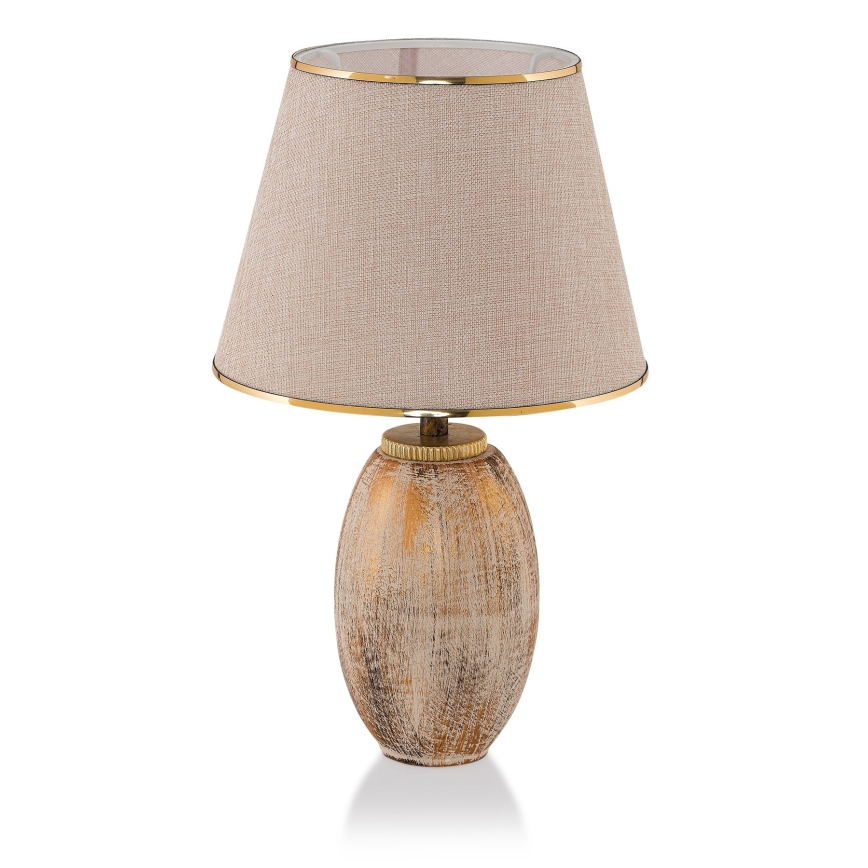 Tischlampe RAMZES 1xE27/40W/230V cremefarben/goldfarben