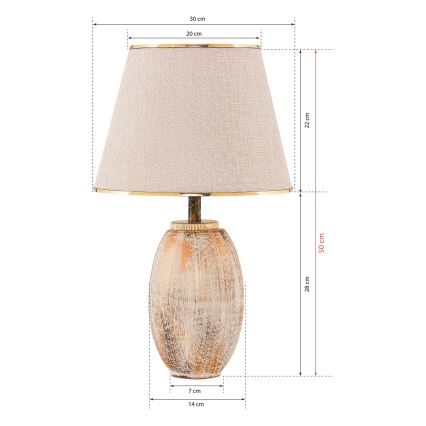 Tischlampe RAMZES 1xE27/40W/230V cremefarben/goldfarben