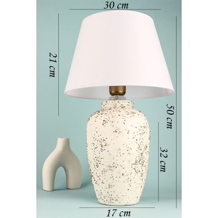Tischlampe RAMZES 1xE27/40W/230V weiß/cremefarben