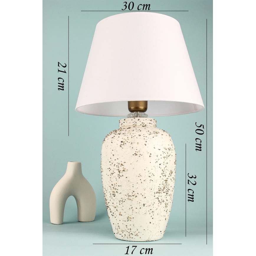 Tischlampe RAMZES 1xE27/40W/230V weiß/cremefarben