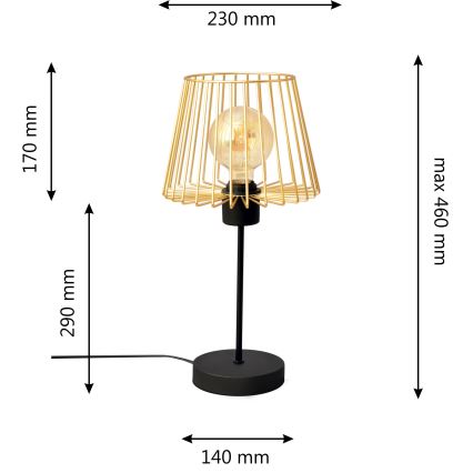 Tischlampe TORRI 1xE27/15W/230V golden/schwarz