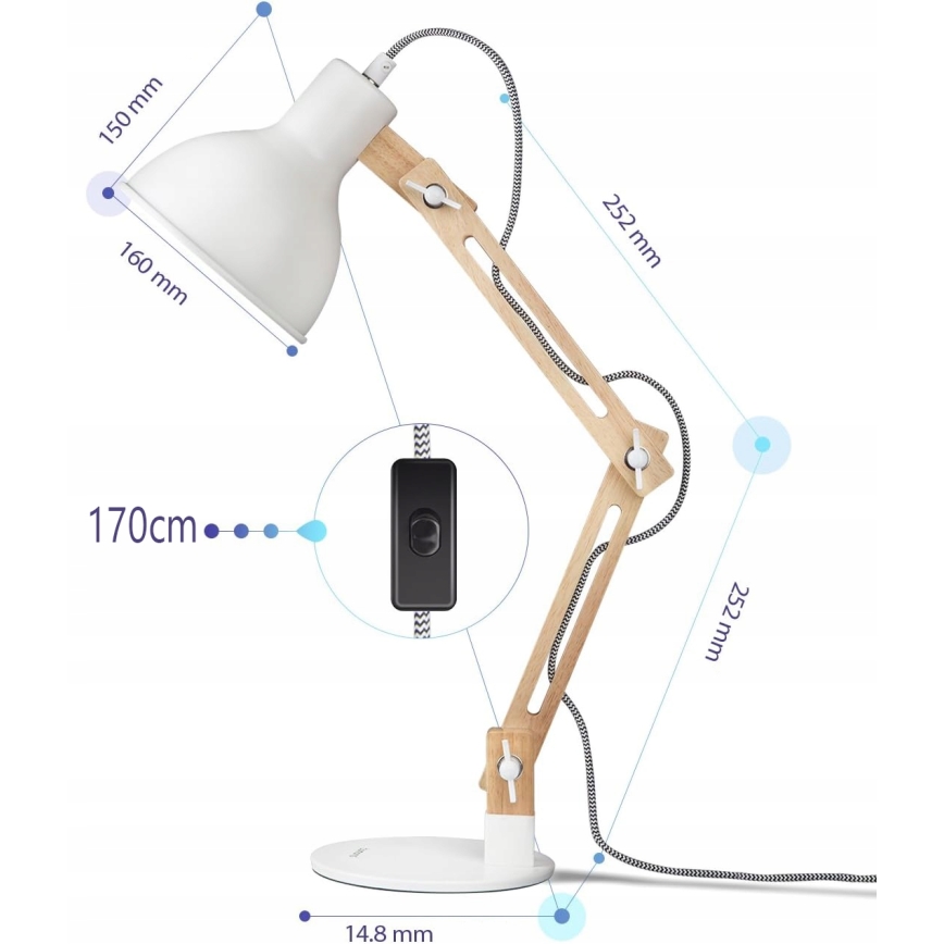 Tischleuchte 1xE27/40W/230V weiß