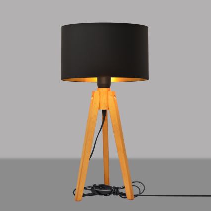 Tischleuchte ALBA 1xE27/15W/230V schwarz/golden/Eiche