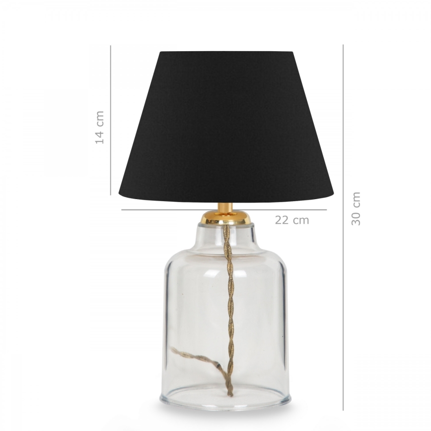 Tischleuchte AYD 1xE27/40W/230V schwarz/klar