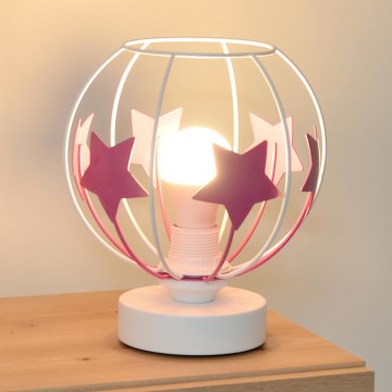 Tischleuchte für Kinder STARS 1xE27/15W/230V rosa/weiß