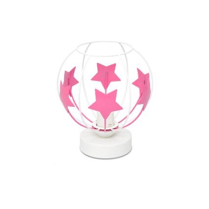Tischleuchte für Kinder STARS 1xE27/15W/230V rosa/weiß