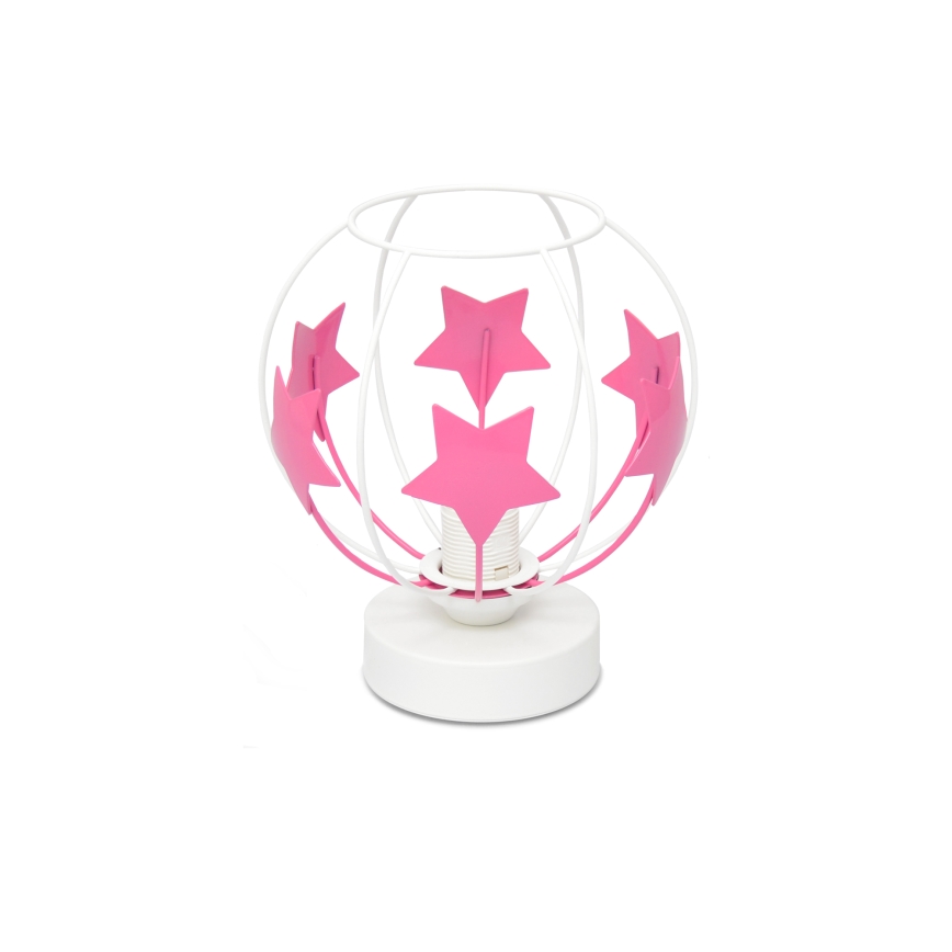 Tischleuchte für Kinder STARS 1xE27/15W/230V rosa/weiß