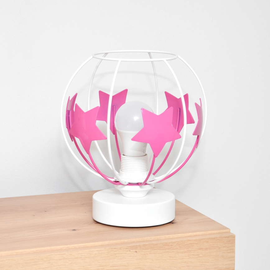 Tischleuchte für Kinder STARS 1xE27/15W/230V rosa/weiß