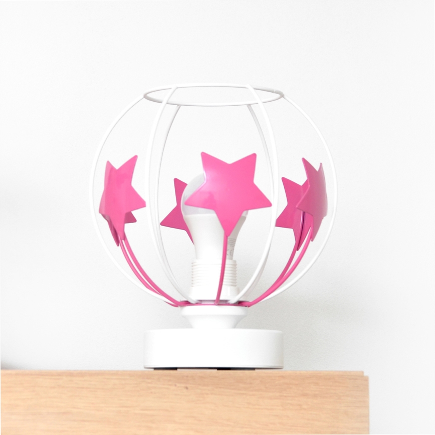 Tischleuchte für Kinder STARS 1xE27/15W/230V rosa/weiß