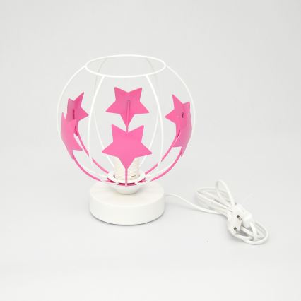 Tischleuchte für Kinder STARS 1xE27/15W/230V rosa/weiß