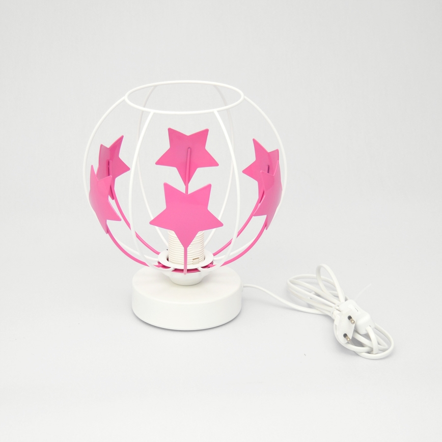 Tischleuchte für Kinder STARS 1xE27/15W/230V rosa/weiß