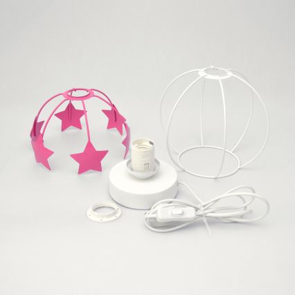 Tischleuchte für Kinder STARS 1xE27/15W/230V rosa/weiß