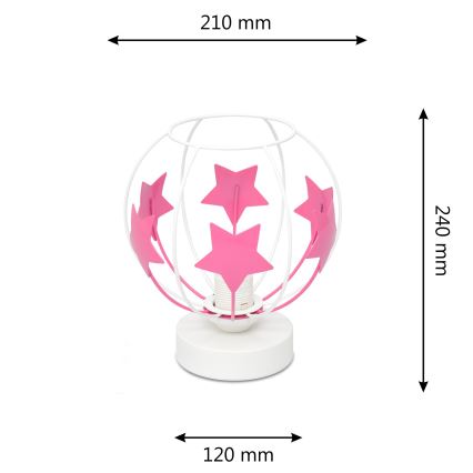 Tischleuchte für Kinder STARS 1xE27/15W/230V rosa/weiß