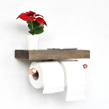 Toilettenpapierhalter mit Ablage BORU 12x30 cm Fichte/kupfern