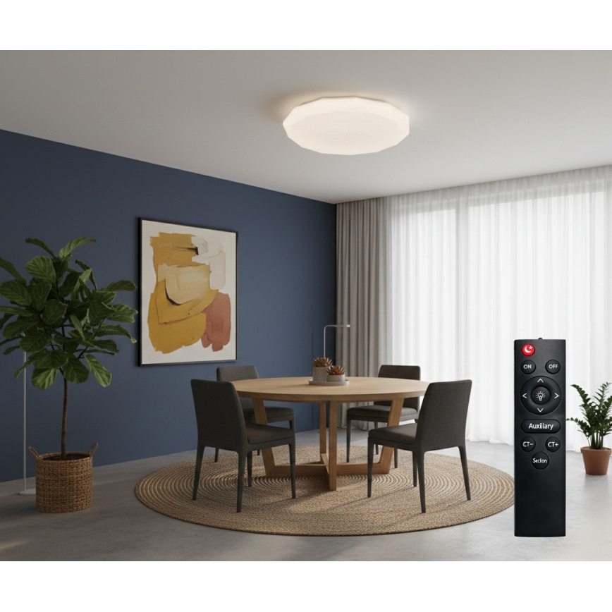 Top Light - LED-dimmbare Badezimmer-Deckenleuchte SPARKLE LED/60W/230V 3000-6500K IP44 Ø 49 cm weiß + Fernbedienung