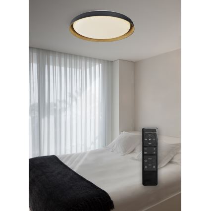 Top Light - Dimmbare LED-Deckenleuchte SATELLITE LED/48W/230V 3000-6500K d 53 cm schwarz/braun + Fernbedienung