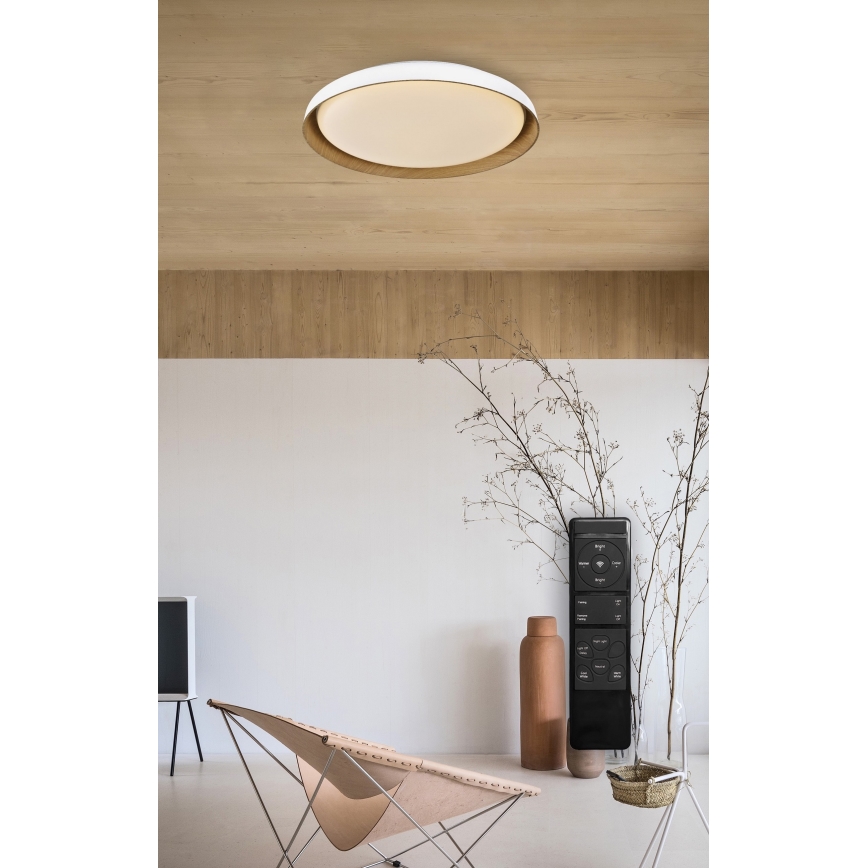 Top Light - Dimmbare LED-Deckenleuchte SATELLITE LED/48W/230V 3000-6500K d 53 cm weiß/braun + Fernbedienung