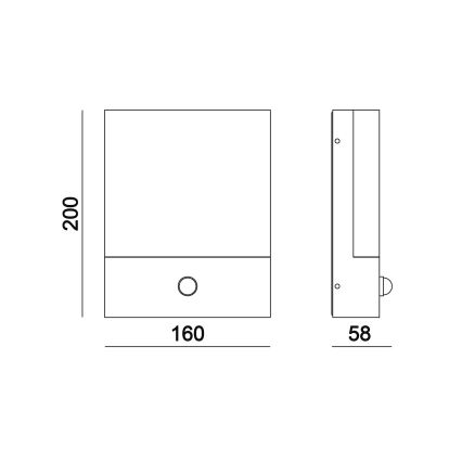 Top Light - LED Außenwandleuchte mit Sensor NOEL LED/10W/230V IP54