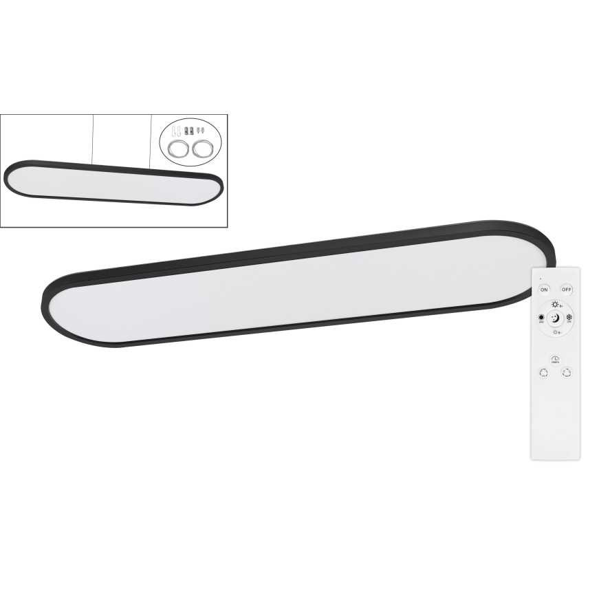 Top Light - dimmbare LED-Decken-/Pendelleuchte OVAL LED/36W/230V 3000-6500K schwarz + Fernbedienung