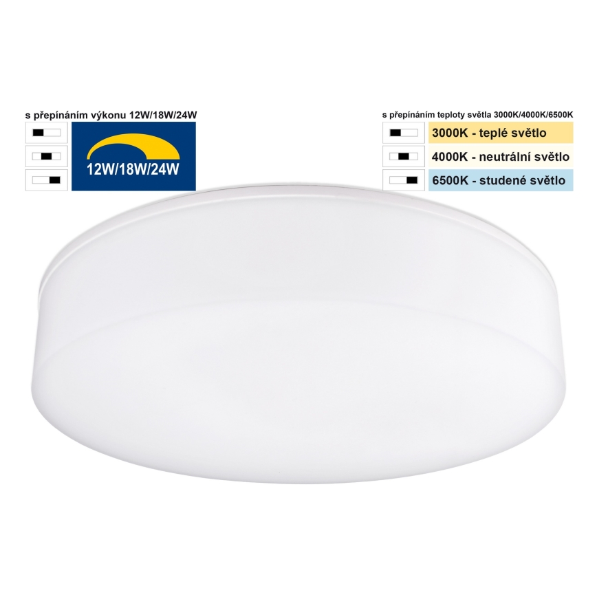 Top Light - Dimmbare LED-Deckenleuchte für Badezimmer BOXTER LED/12/18/24W/230V IP54 3000/4000/6500K d 28 cm