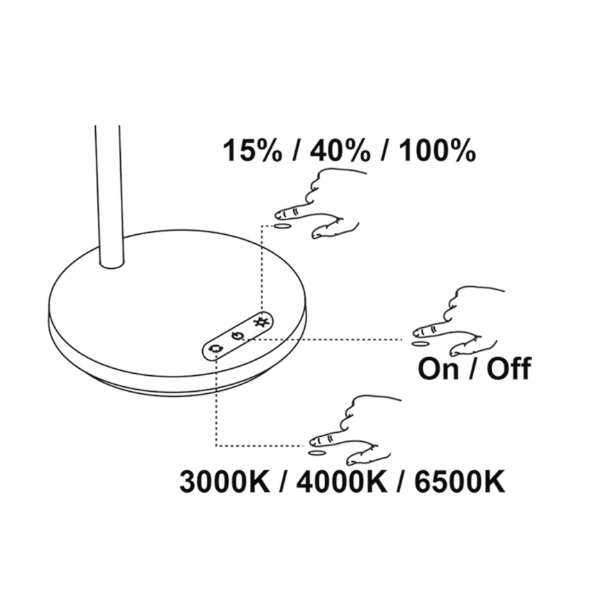 Top Light - LED-dimmbare Touch-Tischleuchte BELLA LED/4,8W/5V 3000/4000/6500K weiß