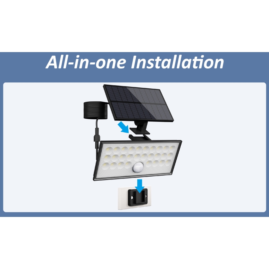 Top Light - LED-Solarwandstrahler mit Sensor HELEON VARIO LED/8W/3,7V IP65 4000K 2200 mAh + Fernbedienung