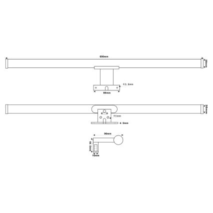 Top Light - LED-Spiegelbeleuchtung für Badezimmer OREGON LED/9W/230V 60 cm IP44