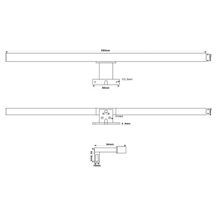 Top Light - LED-Spiegelbeleuchtung für Badezimmer OREGON LED/9W/230V 60 cm IP44