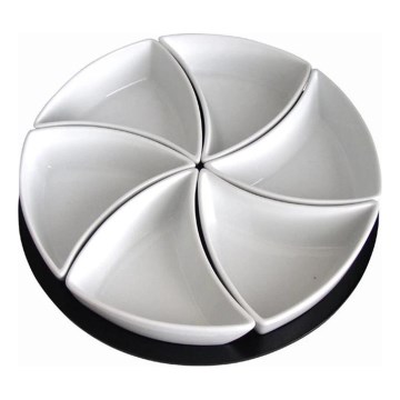 TORO 6-tlg. Schalen-Set mit Tablett, Keramik/Holz