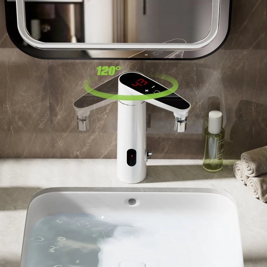 Touch-Durchlauferhitzer mit Sensor und LED-Anzeige 3000W/230V IPX4 weiß