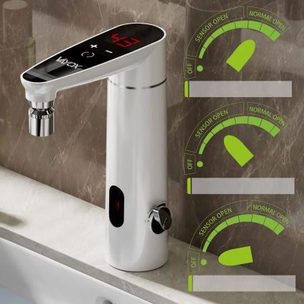 Touch-Durchlauferhitzer mit Sensor und LED-Anzeige 3000W/230V IPX4 weiß