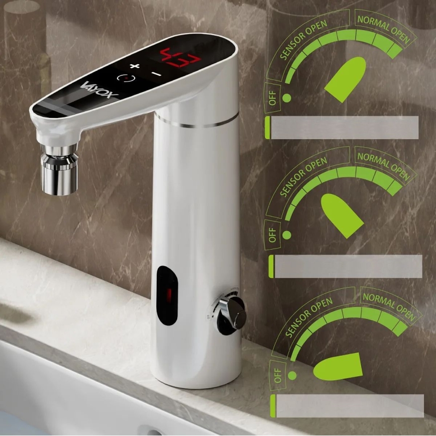 Touch-Durchlauferhitzer mit Sensor und LED-Anzeige 3000W/230V IPX4 weiß
