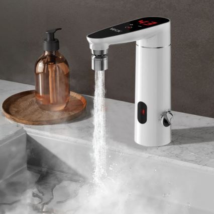 Berührungsloser Durchlauferhitzer mit Sensor und LED-Display 3000W/230V IPX4 Weiß