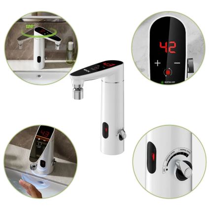 Berührungsloser Durchlauferhitzer mit Sensor und LED-Display 3000W/230V IPX4 Weiß