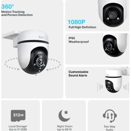 TP-Link - Außenkamera mit Sensor, Schutzart IP65, Wi-Fi